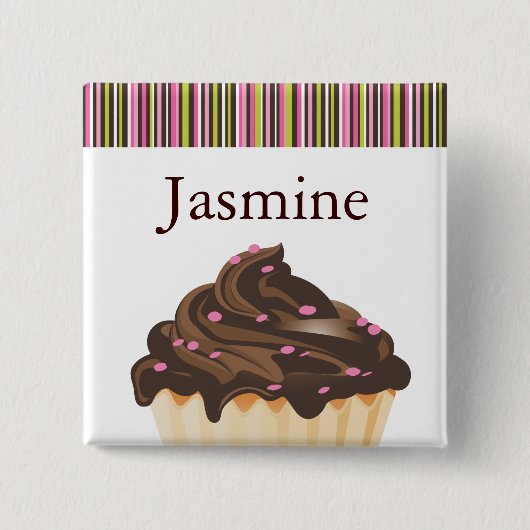 BADGE CARRÉ 5 CM ÉTIQUETTE LUNATIQUE DE NOM DE PETIT GÂTEAU DE (Devant)