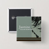 Badge Carré 5 Cm Étiquette nommée de salon (Devant & derrière)