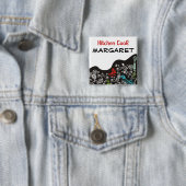 Badge Carré 5 Cm étiquette nommée d'ustensiles décoratifs (En situation)