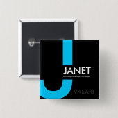 Badge Carré 5 Cm Étiquette nommée moderne (Devant & derrière)