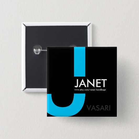 Badge Carré 5 Cm Étiquette nommée moderne (Devant & derrière)