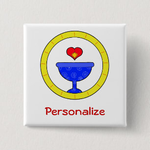 Badge Carré 5 Cm Étiquette nommée tourbillonnante du calice UU