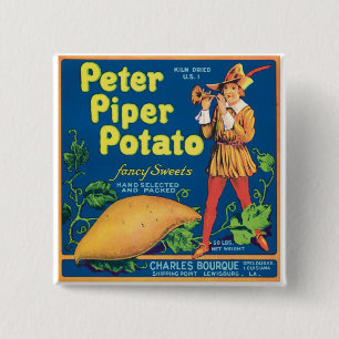 Badge Carré 5 Cm Étiquette vintage de produit alimentaire de patate