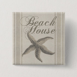Badge Carré 5 Cm Étoile de mer de la maison de plage rivage