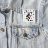 Badge Carré 5 Cm Étoile rock Brunette (En situation)