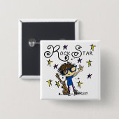 Badge Carré 5 Cm Étoile rock Brunette (Devant & derrière)