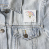 Badge Carré 5 Cm Etoiles arc-en-ciel PEBBLES™ (En situation)