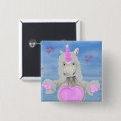 Badge Carré 5 Cm Étreinte de licorne (Devant & derrière)