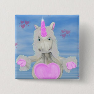 Badge Carré 5 Cm Étreinte de licorne