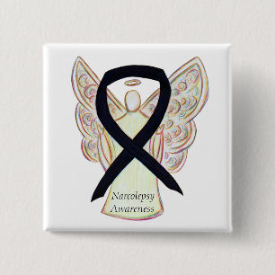 Badge Carré 5 Cm Étrocolepsie de sensibilisation Angle noir Ruban d