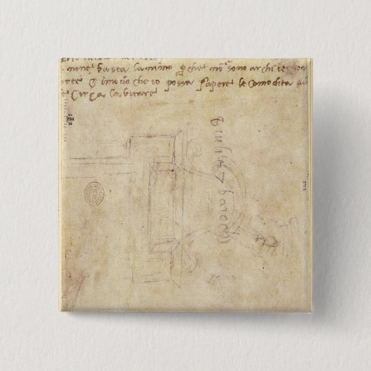 Badge Carré 5 Cm Étude architecturale avec des notes (Devant)
