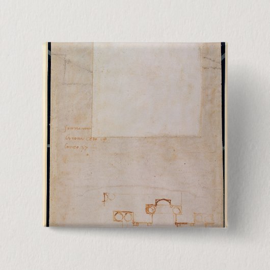 Badge Carré 5 Cm Étude architecturale avec des notes (Devant)