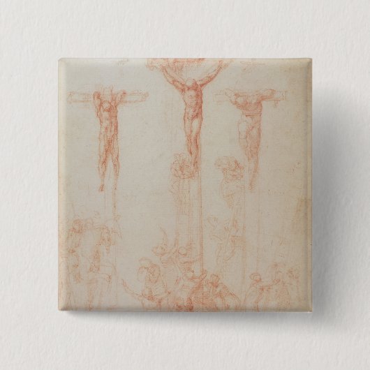 Badge Carré 5 Cm Étude de trois croix (Devant)