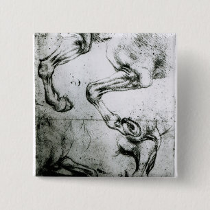 Badge Carré 5 Cm Études des jambes de chevaux