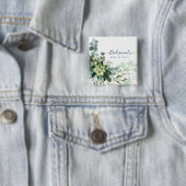 Badge Carré 5 Cm Eucalyptus Verdure Mariage Foliage Bébés Respirer (En situation)