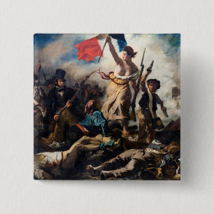 Badge Carré 5 Cm Eugene Delacroix - Liberté À La Tête Du Peuple