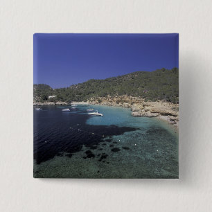 Badge Carré 5 Cm Europe, Espagne, Baléares, Ibiza, Cala Salada.