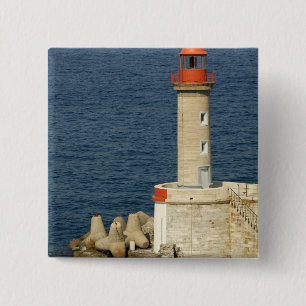 Badge Carré 5 Cm Europe, France, Corse, Bastia. Port