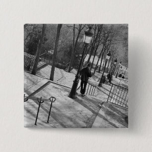 Badge Carré 5 Cm Europe, France, Paris, Montmartre : Matin sur