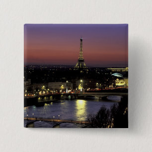 Badge Carré 5 Cm Europe, France, Paris, Vue couchée de soleil sur 