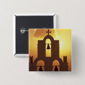 Badge Carré 5 Cm Europe, Grèce, îles des Cyclades, Santorin, (Devant & derrière)