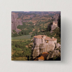 Badge Carré 5 Cm Europe, Grèce, Thessalie, Météores, Kastraki.