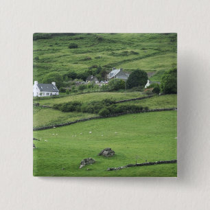 Badge Carré 5 Cm Europe, Irlande, Comté de Kerry, Circuit de Kerry.