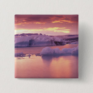 Badge Carré 5 Cm Europe, Islande, lagune de Jokulsarlon