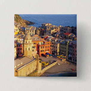 Badge Carré 5 Cm Europe, Italie, Cinque Terre. Village de Vernazza