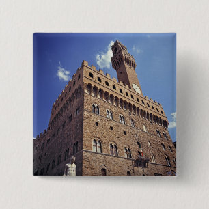 Badge Carré 5 Cm Europe, Italie, Florence. Le Plazzo médiéval