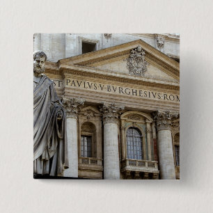 Badge Carré 5 Cm Europe, Italie, Rome. Basilique Saint-Pierre (aka 