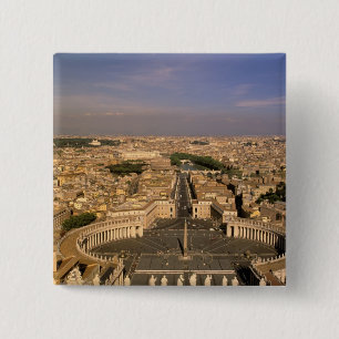 Badge Carré 5 Cm Europe, Italie, Rome, Le Vatican. Vue depuis St.