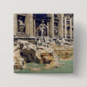 Badge Carré 5 Cm Europe, Italie, Rome. Les pièces de monnaie jonch