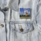 Badge Carré 5 Cm Europe, Pays-Bas, Kinerdijk. Un moulin à vent est (En situation)