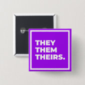 Badge Carré 5 Cm Eux/eux/leur bouton de pronom (Devant & derrière)