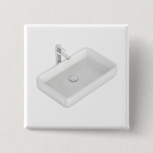 Badge Carré 5 Cm Évier de salle de bain carré blanc moderne avec ro