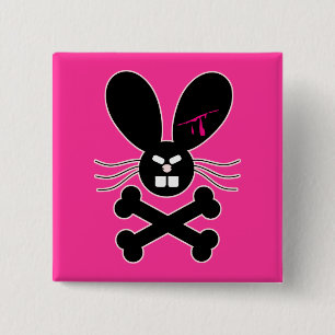 Badge Carré 5 Cm Evil Emo Bunny Crossbones