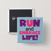 Badge Carré 5 Cm Exécuter Embrasser la vie rose pourpre (Devant & derrière)