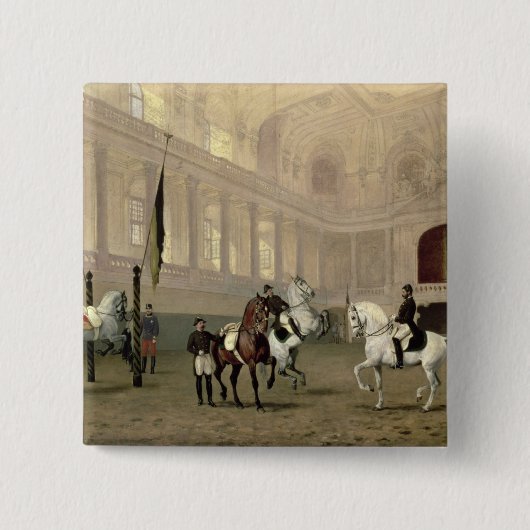 Badge Carré 5 Cm Exercice de matin dans le Hofreitschule (Devant)