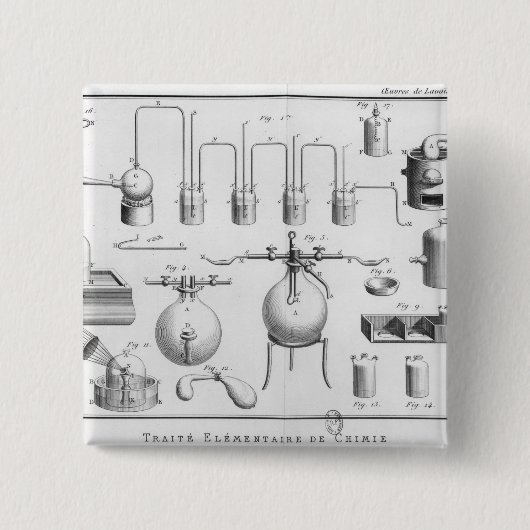 Badge Carré 5 Cm Expérience sur la décomposition de l'eau (Devant)