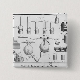 Badge Carré 5 Cm Expérience sur la décomposition de l'eau