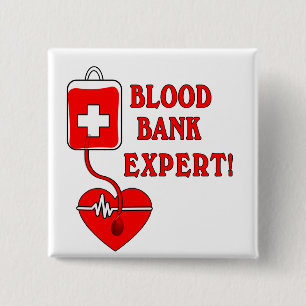 BADGE CARRÉ 5 CM EXPERT EN MATIÈRE DE BANQUE DU SANG