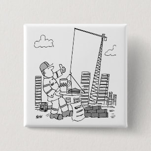 Badge Carré 5 Cm Exploitant de grue hors-bord du chantier