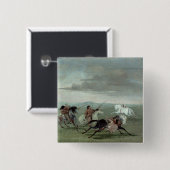 Badge Carré 5 Cm Exploits de Comanche de l'équitation martiale, (Devant & derrière)