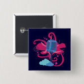 Badge Carré 5 Cm Explosion d'art microphone (Devant & derrière)