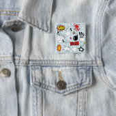 Badge Carré 5 Cm Explosion de bande dessinée rétro Pop Art (En situation)