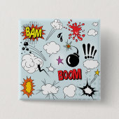 Badge Carré 5 Cm Explosion de bande dessinée rétro Pop Art (Devant)
