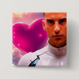 Badge Carré 5 Cm Fabian Starr Digital Love Fan Bouton