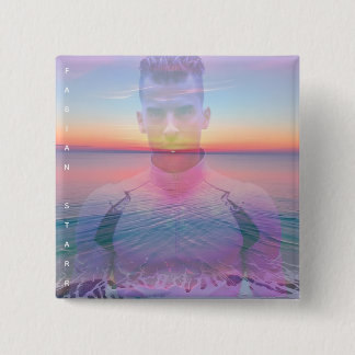 Badge Carré 5 Cm Fabian Starr Digital Love Fan Bouton