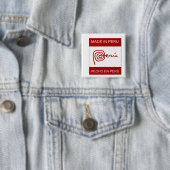 Badge Carré 5 Cm Fabriqué au Pérou (En situation)